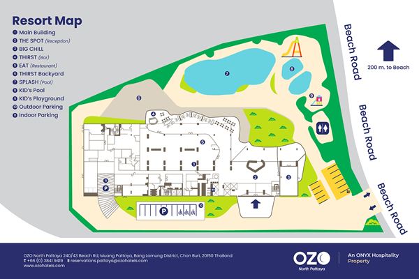 מפת אתר הנופש - OZO צפון פטאיה (OZO North Pattaya)